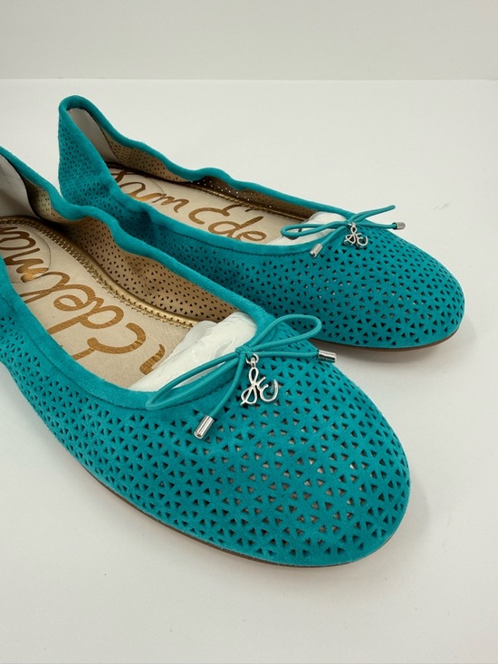 Sam Edelman Felicia 2 Cutout Perforated Leather Ballet Flat in Teal Size 11 - Picture 3 of 8